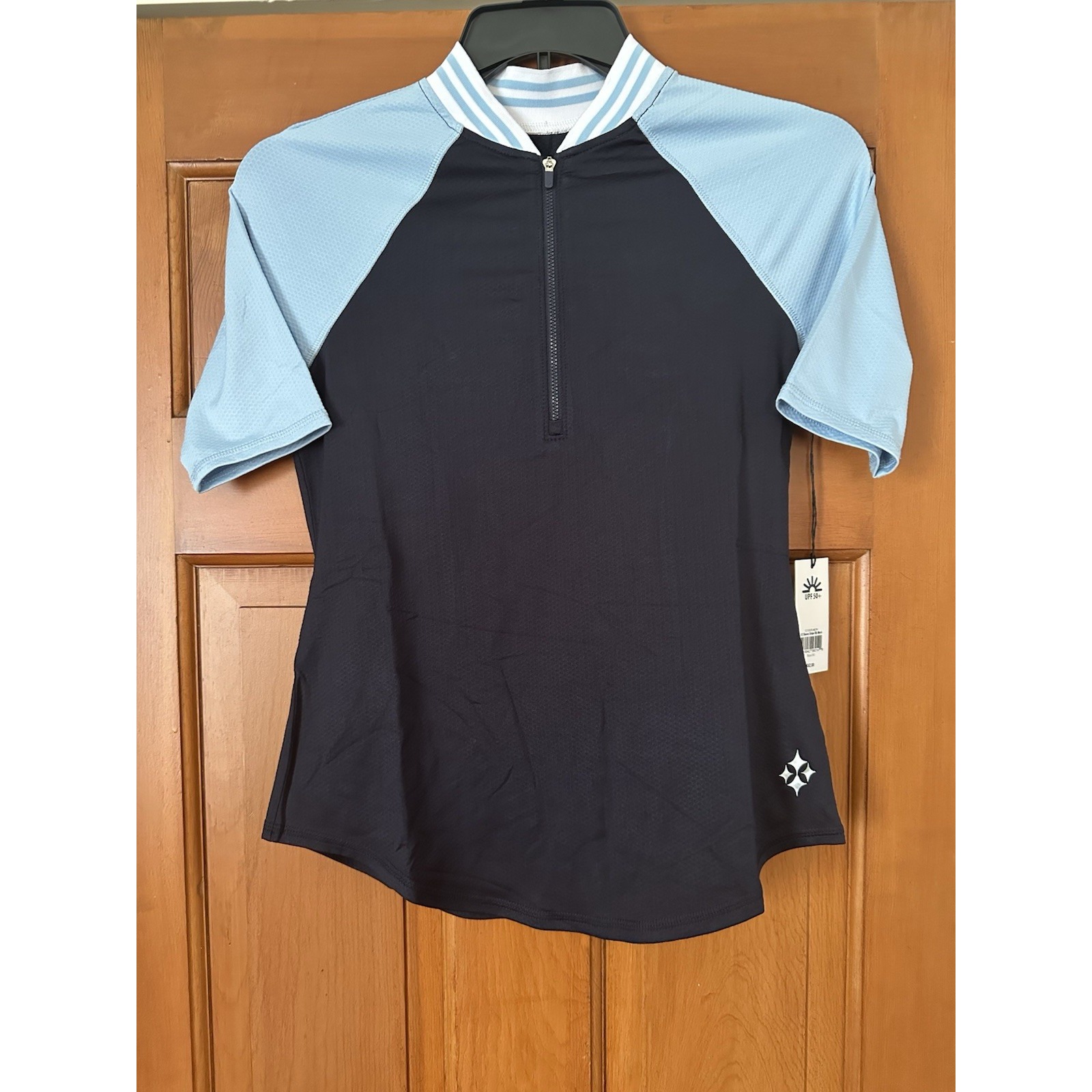 Jofit Women's 1/2 Sleeve Stripe Rib Mock Shirt Size Xs Brand New!